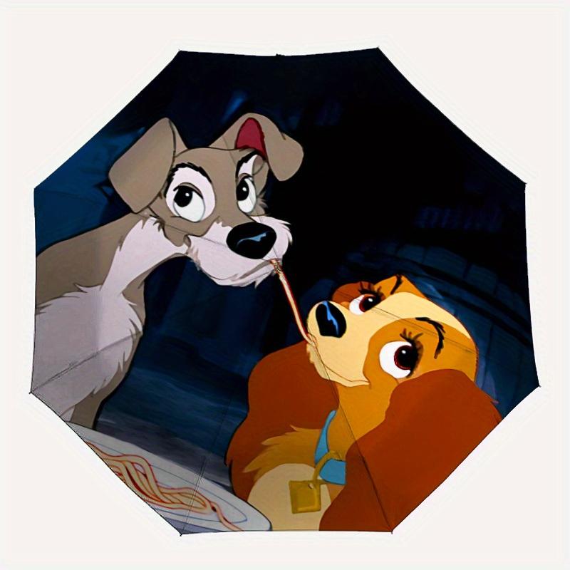 

1pc Lady and the Tramp Automatic Umbrella - Cartoon Design, Lightweight & Portable, Travel Umbrella, Durable Canopy a0820006