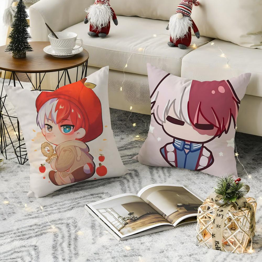 Cartoon C-Chibi Todoroki Kawaii Shoto 1 Natural Linen Organic Fabric Double-Sided Printing Sofa Home Decor Gift Pillow Case