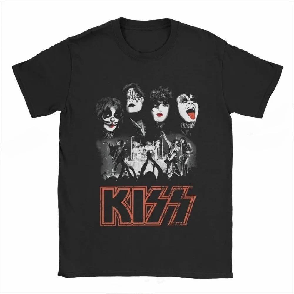

2025 Kiss Band T Shirt Women Fashion T-shirt Tshirt Hip Hop Tops Tees Unisex Camisetas Hombre Tops Rock Band Women s Clothing XXXXXL чорний