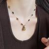 Autumn and Winter Retro Simple Tiger's Eye Stone Beaded Gourd Pendant Necklace Women's Sweater Chain Necklace