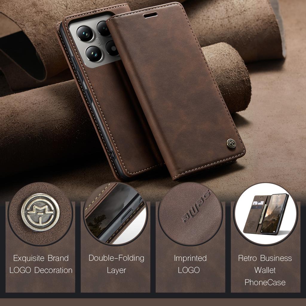 For Xiaomi 14T Pro Case CASEME 013 Series Card Holder Stand Leather Phone Cover