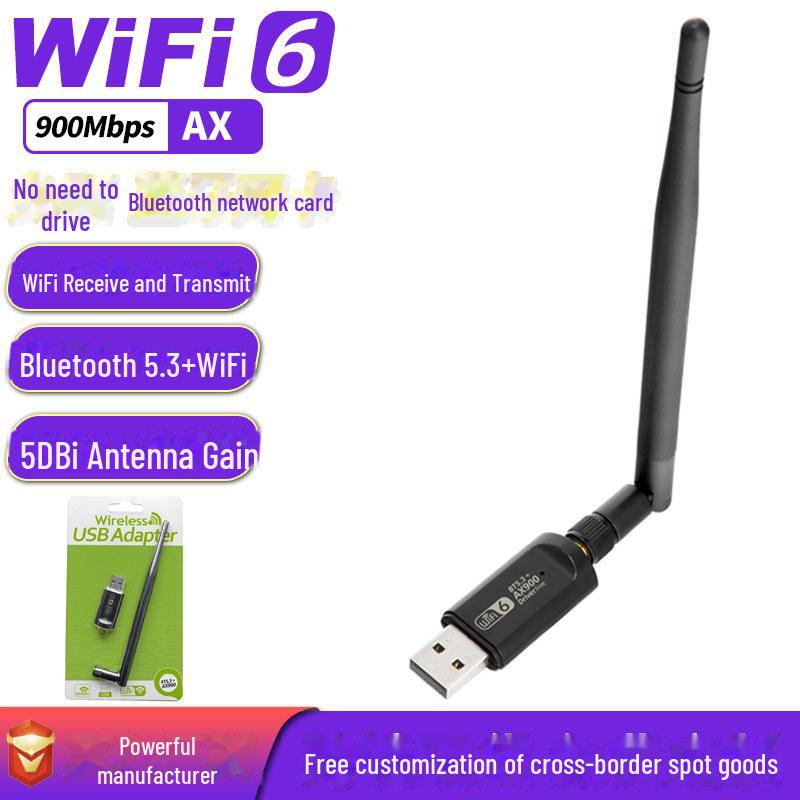 

AX900 Bluetooth WiFi мережева карта 2-в-1: Приймач і передавач BT5.3, безкоштовний драйвер, WiFi6. AX900M dual-band + Bluetooth 5.3