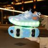 Patines de Ruedas con Freno para Niños Carga Plana Extraíble LED Cuatro Ruedas Zapatillas Deportivas Brillantes Zapatillas Brillantes para Mujer