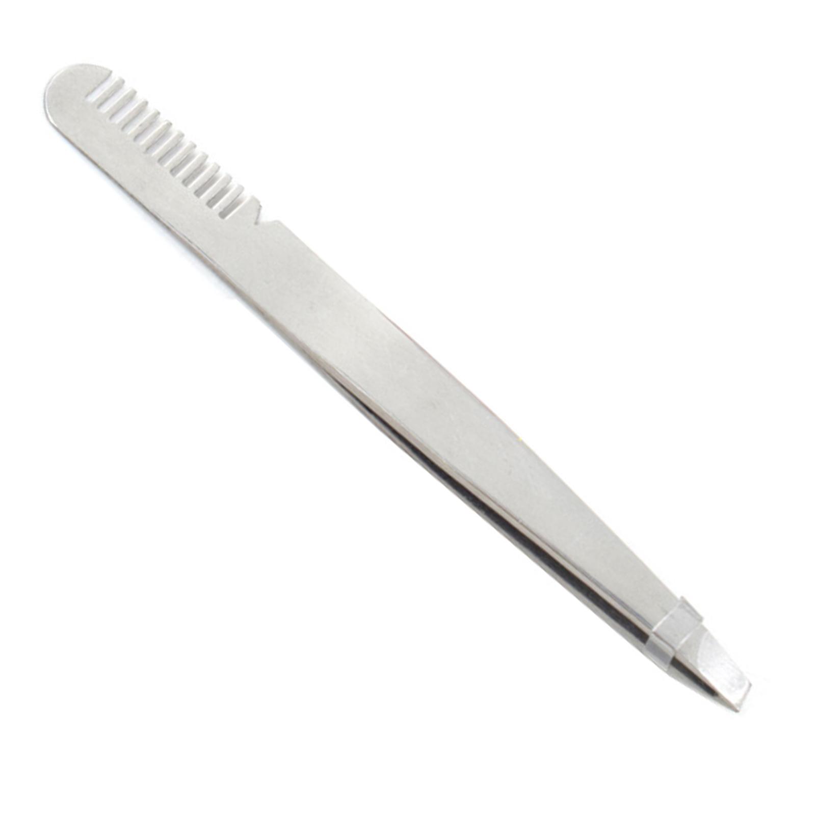 

Многоцелевой пинцет для бровей из нержавеющей стали, эргономичный, точный, скошенный кончик, пинцет для бровей с серебряный