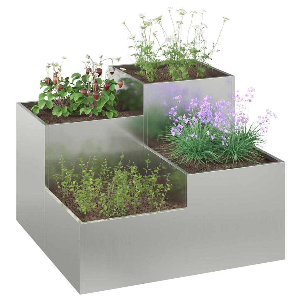 Garden Planter Silver 80 X 80 X 60 Cm Galvanized Steel