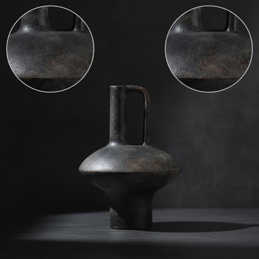 Sculptural Decorative Vase Geometric Textured for Living Room, Shelf Display,