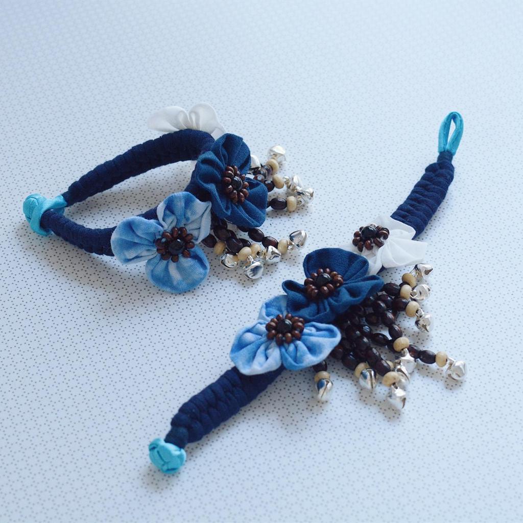 Yunnan Dali Handgefertigtes Ethnisches Batikstoff-Armband - Blau & Weiß Reiseschmuck