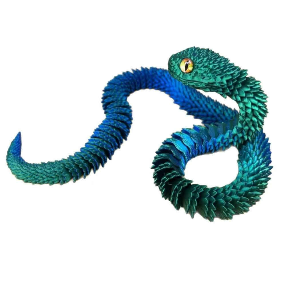 3D Printed Snake 40cm Realistic Snake Statue Movable Joint Fidget Toy Simulation Snake Office Desktop Ornament Scale Ratio Model Crafts Gift Present
