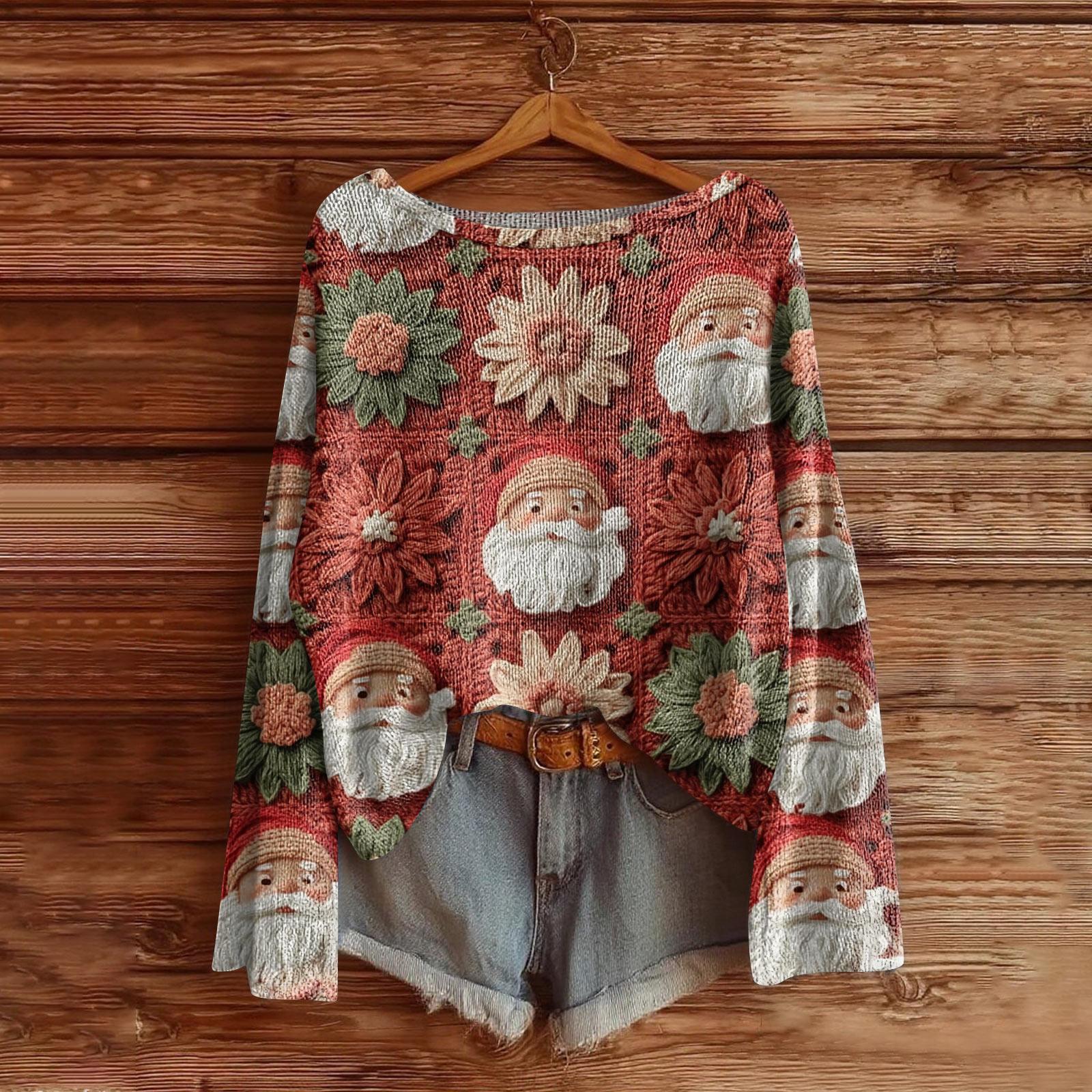 

Женская мода с длинным рукавом, рождественский принт «Снеговик-снежинка», куртка, кардиган L красный