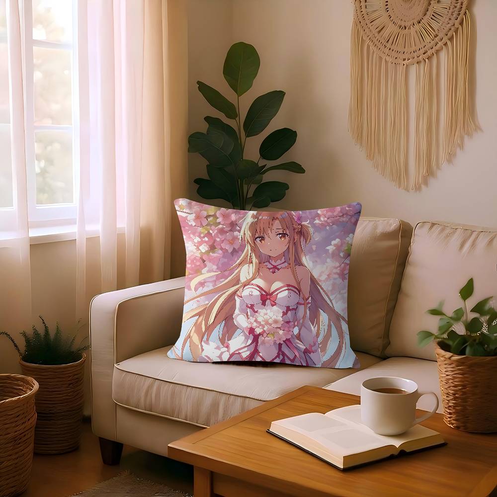 A-Asuna Cartoon 45*45cm Cushion Cover Pillow Cover Decor Pillowcase Home Pillowcase For Couch Pillow