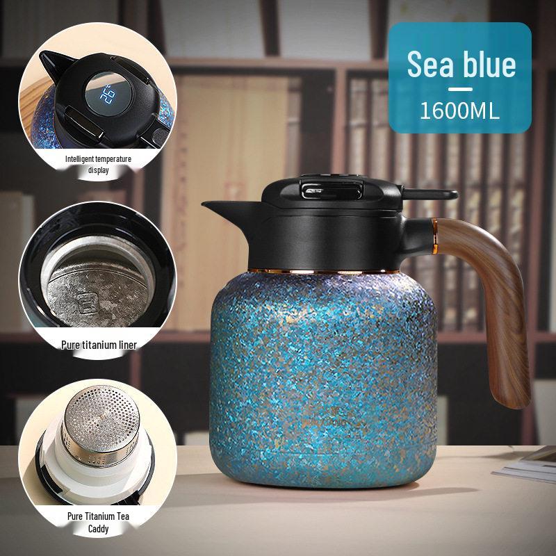 Huaxiang Smart Titanium Tea Pot with Temperature Display - Large Capacity, Insulated for Stewing and Brewing Tea.