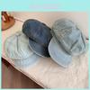 Blue Vintage Denim Beret Hat For Women Retro Octagonal Painter Cap Breathable And Sun-protective Headwear
