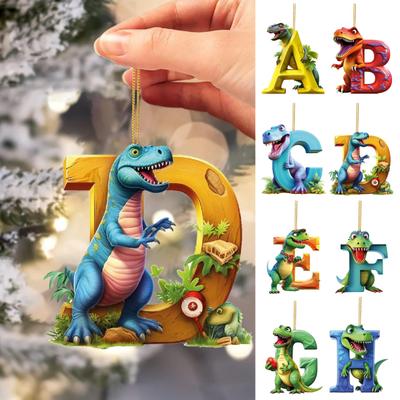 Weihnachts-Dinosaurier-Ornament zum Aufhängen, Anhänger mit Umhängeband, Cartoon-Stil, Weihnachtsbaum, lustige Dinosaurier-Dekoration