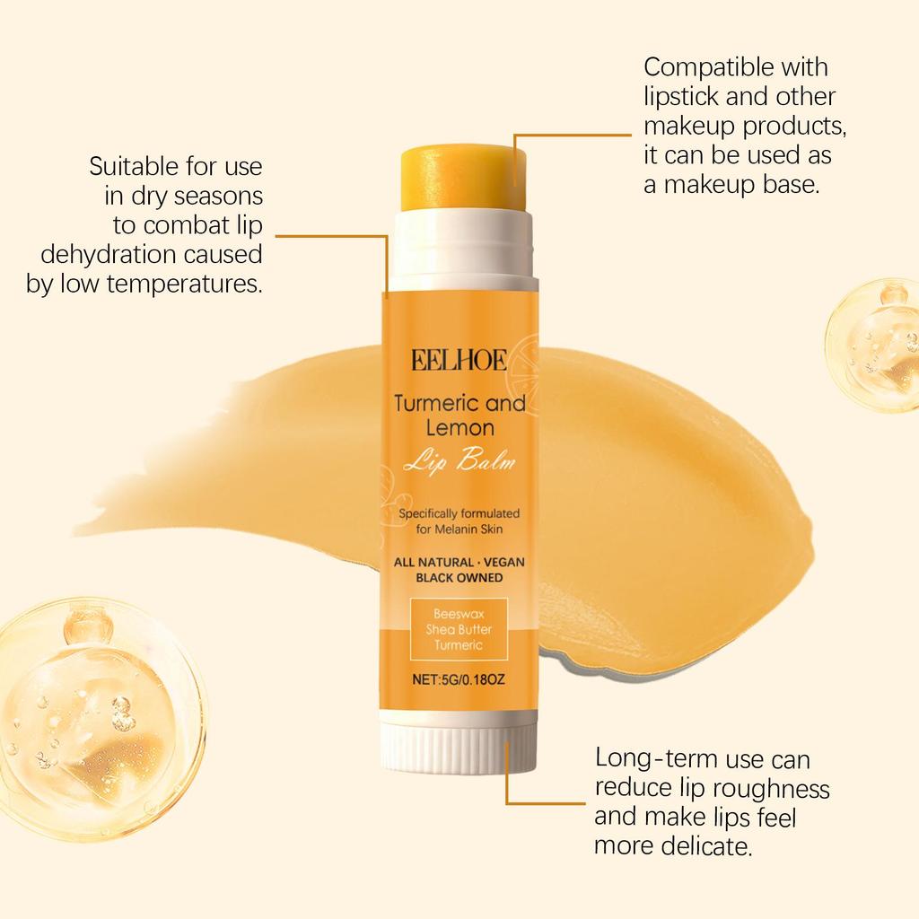 EELHOE Kurkuma Zitrone Lippenbalsam spendet Feuchtigkeit, hellt auf, macht die Lippenmuskulatur geschmeidig, peelt, mehrteilige tägliche Feuchtigkeitspflege 1 Stück