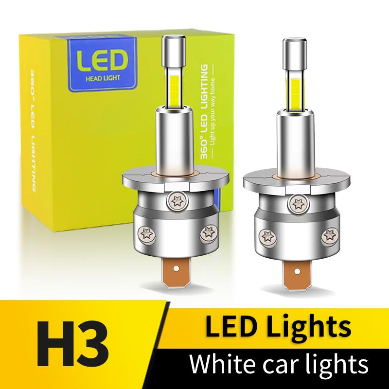 

2PCS H3 Front LED Headlight Bulbs For Old Cars Headlamp Auto Diode Fog Lights 30000LM 55W 12V 360-4-Sided Auto Fog Lamps 6000K