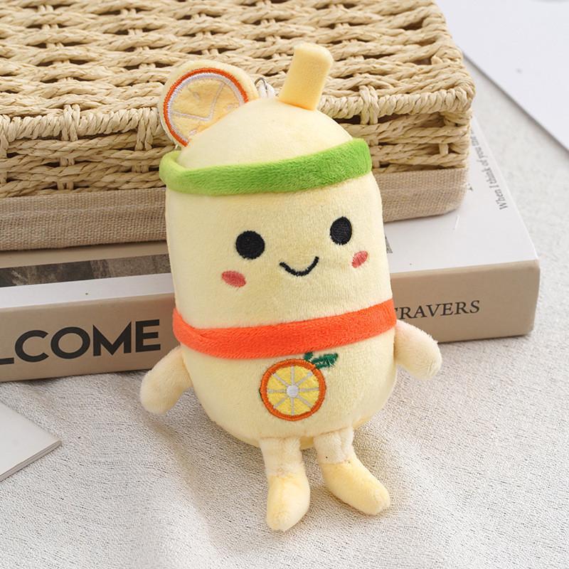 Niedlicher Plüsch Saftbecher Schlüsselanhänger Entzückendes Mini Stofftier mit Fruchtdesign