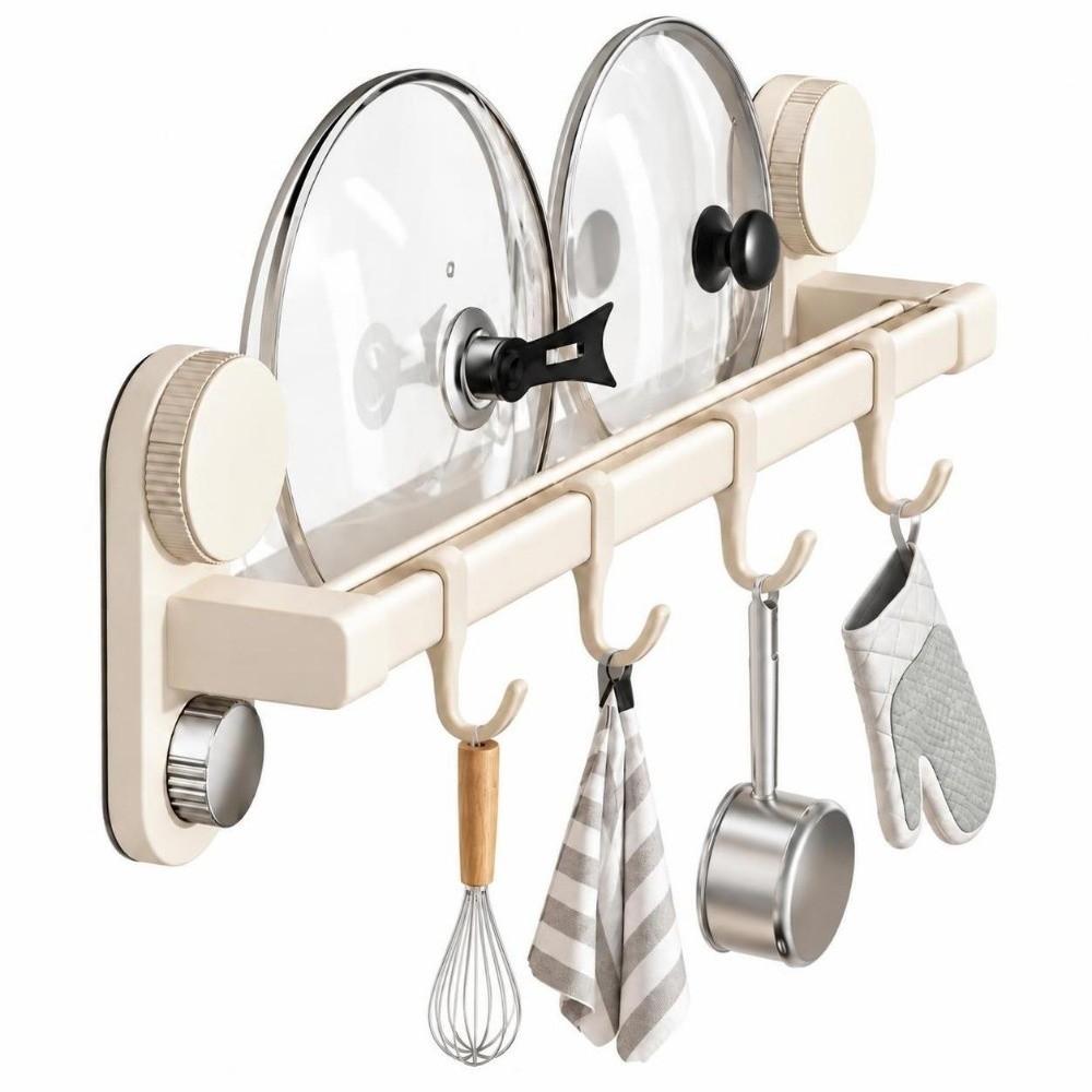 No Drill Kitchen Utensil Hanger Removable Wall-Mounted Hanging Rod Bedroom