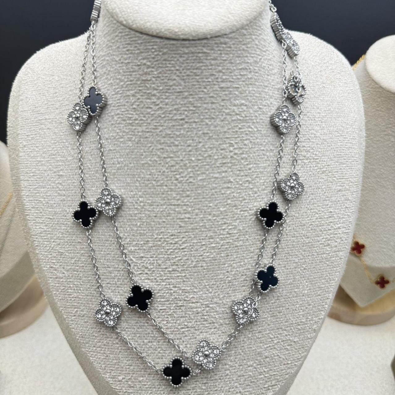 

13 мм титановая сталь 90 см 20 цветов четырехлистный клевер ожерелье высококачественный женский свитер цепь 18K