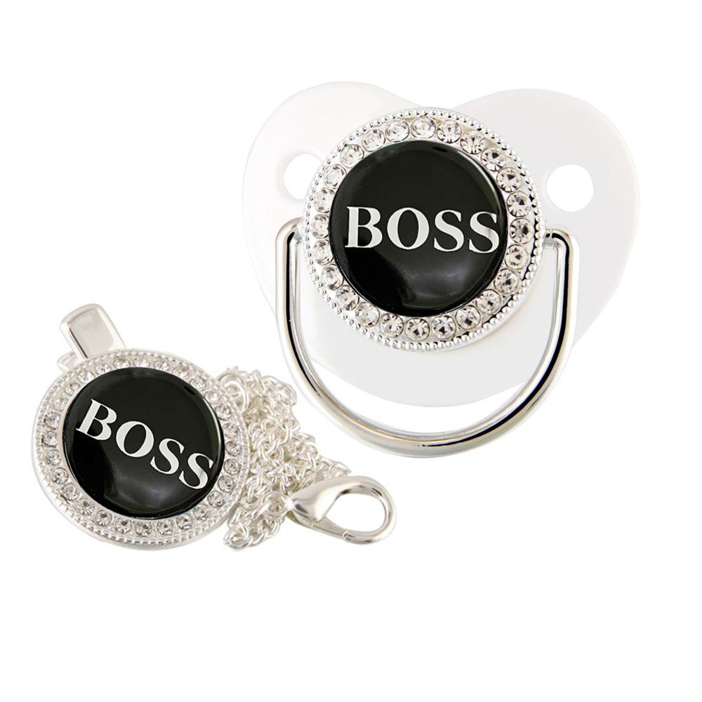 Gold Diamond Pacifier with Chain Clip