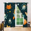 Set Of 2 Versatile Polyester Transparent Curtains Home Decoration Cartoon Spaceman Outer Planet Use Bedrooms Living Curtain Perfect For Bedroom Decor