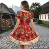 Carnival Mask Printed Lace Waist Maid Dress Female Venetian Mask Printed Vintage Court Style Dress