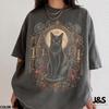 Black Cat Halloween Tshirt, Gothic Moon Cat Shirt, Witchy Floral Graphic Tee, Comfort Colors Spooky Cat Lover Gift