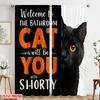 2pcs 2D flat printing Drapes Black Cat Bathroom Sign 100% Polyester Without Electricity 0 for Festive Portraits and Party