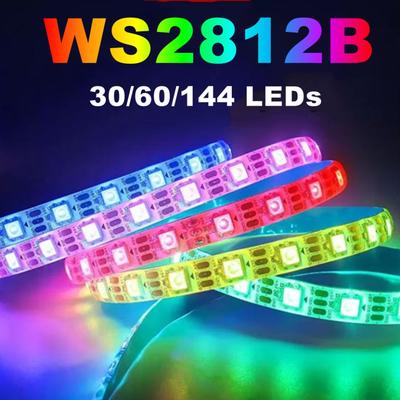WS2812B 5050 RGBIC Smart LED Strip WS2812 Individually Addressable IC 30/60/144Pixels/Leds/m Light DC5V Black White IP30/65/67