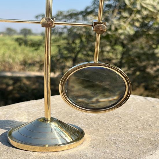 Brass Adjustable Magnifying Glass for Reading, Hobbies, and Desk Decor