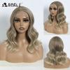 Noble Synthetic Lace Front Wig Body Wave Wig 14 Inch Middle Part Lace Wigs For Women Lace Front Wig Ombre Blonde Golden Wig