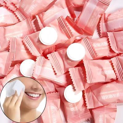 50-250 Unidades Toallas Faciales Comprimidas Portátiles Desechables Algodón Moneda Pañuelo Adecuado Para Viajes Salón de Belleza Desmaquillante Limpieza