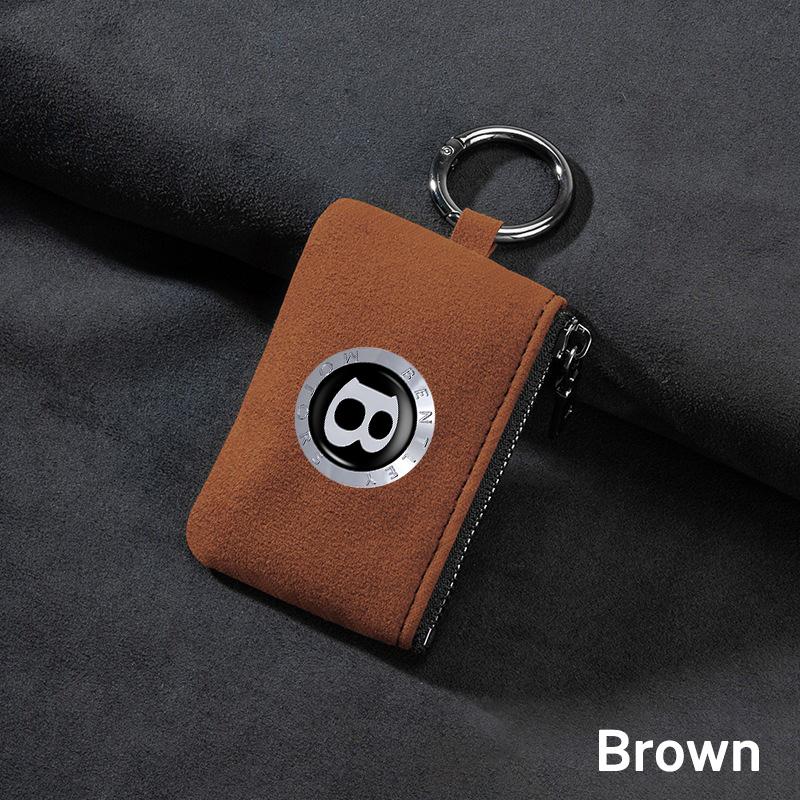 

Suede Car Logo Key Bag Portable Wallets Card Coin Pouch For New Bentley Flying Spur Continental GT Bentayga Mulsanne Accessories коричневий