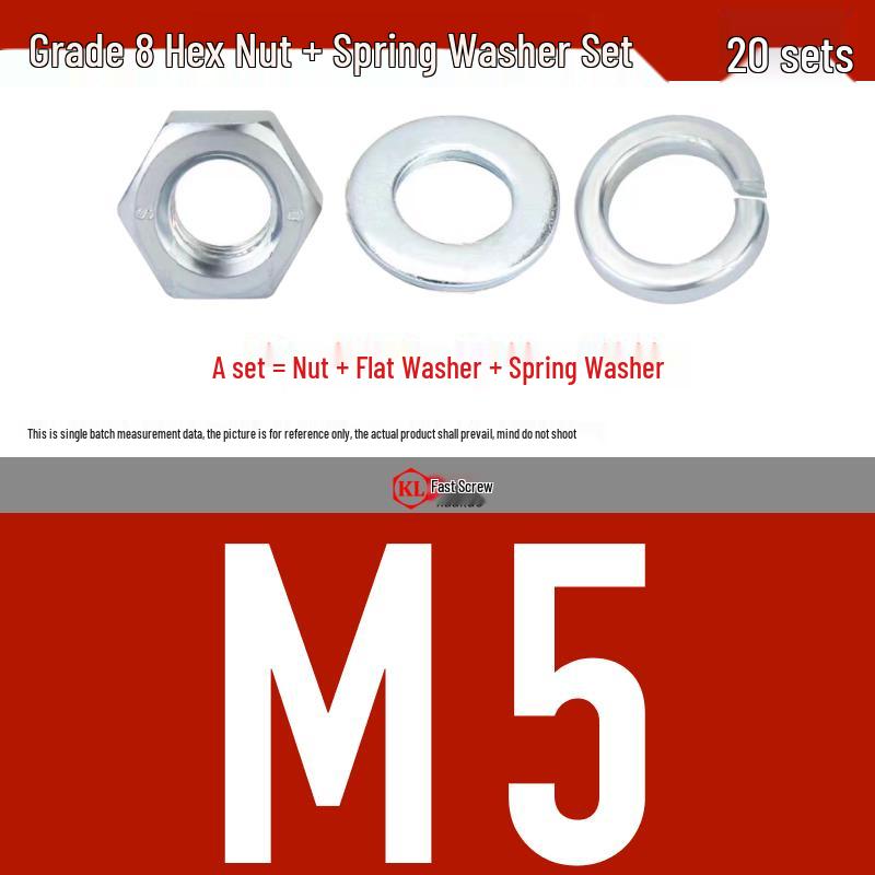 Galvanized Hex Nuts, Flat Washers, Spring Washers in M2-M48, Blue and White Zinc Coated