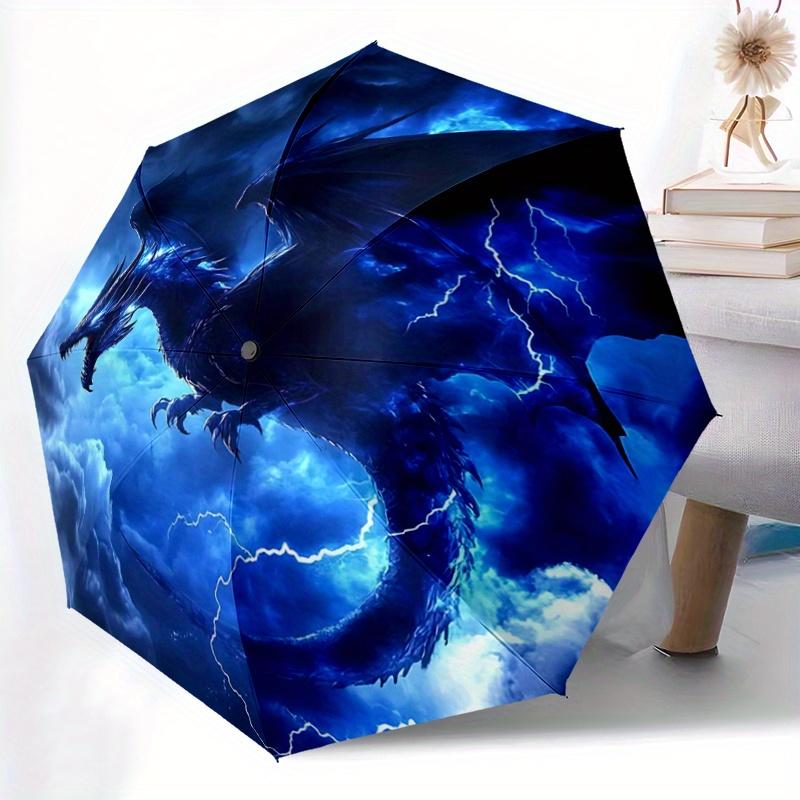 1pc Blue Thunder Dragon Automatic Open/CloseUmbrella,Compact Umbrella for Men & Women Day Gift.A046