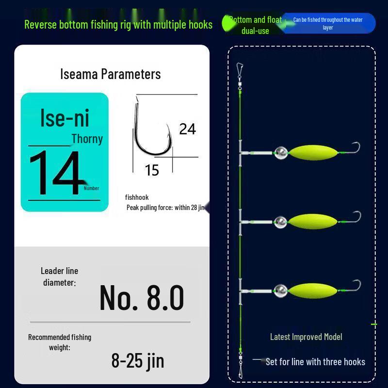 Pre-tied Fishing Hooks Set with Bottom Line