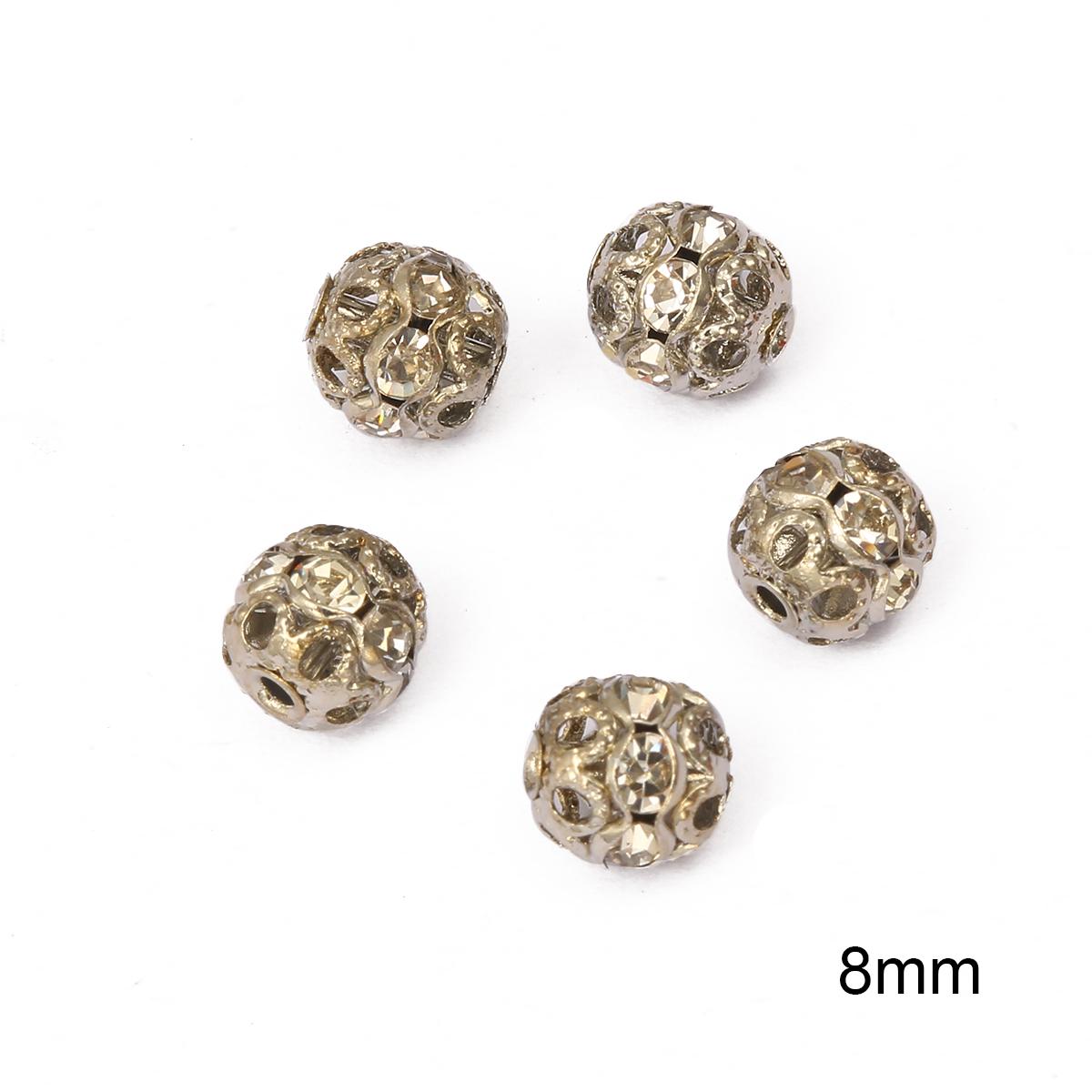 

20 шт. металлические латунные филигранные бусины полые стразы шариковые бусины «сделай сам» бусины для изготовления ювелирных изделий 8mm 20pcs