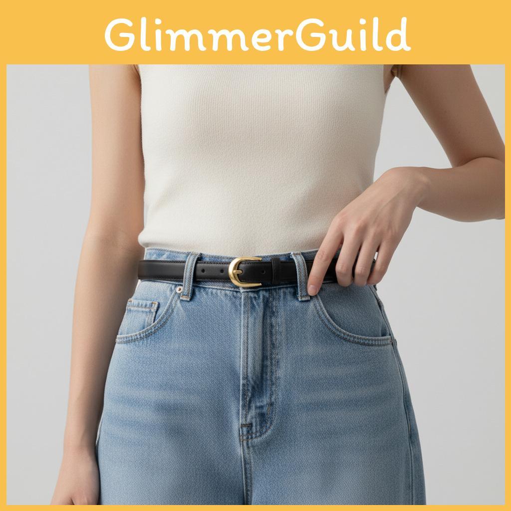 Genuine Leather Womens Slim Belt For Office And Casual Wear With Pin Buckle