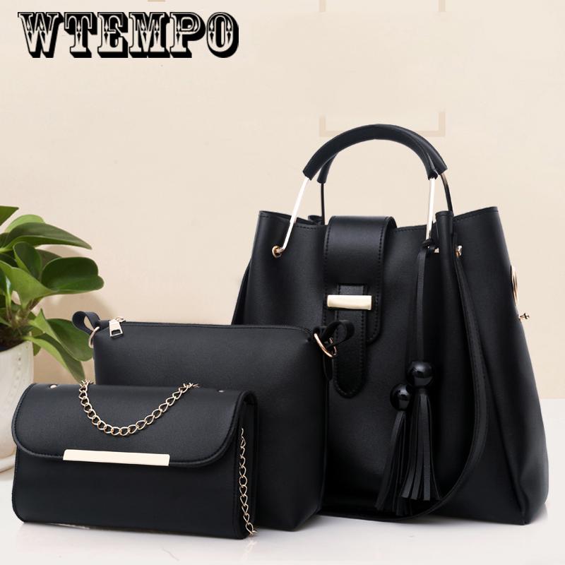 Módní trend třídílné kabelky ležérní taška jednoduchá divoká kabelka střapec taška přes rameno