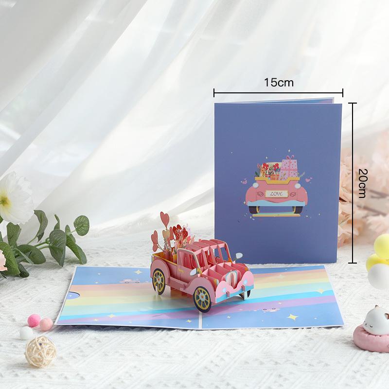 Heart & Car 3D Pop-up Mother s Day Card - Creative Cartoon Design for Friends and Gratitude Blessings