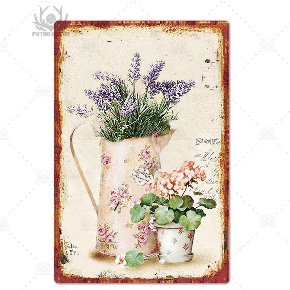 Plechový znak ve stylu Provence, Francouzské venkovské kovové nástěnné umění 20x30cm