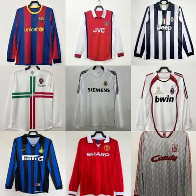 Vintage Classic Long-sleeved Football Jersey, Manchester United Barcelona Jersey, Arsenal Inter Milan AC Portugal Team