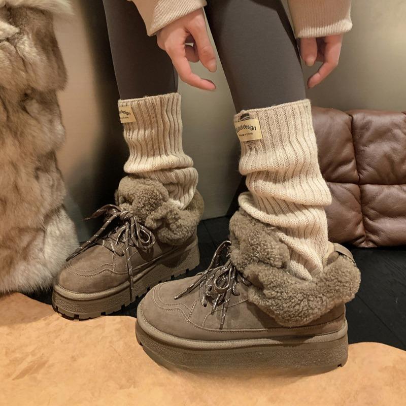 Fur Flats Ankle Suede Platform Snow Women Boots Brand Plush Cotton Shoes Casual Sneakers Winter 2025 Trend Warm Cozy Botas Mujer