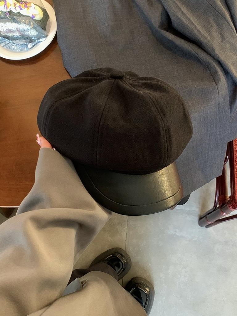 Eight Corner Hat With Embroidered Design For Autumn Winter Casual Womens Fashion