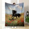 Majestic Horse in Poppy Field for all seasons blanket lunch break throw gift