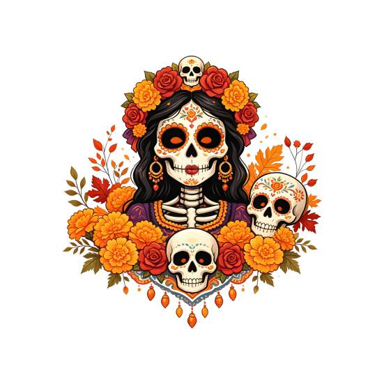 Unique Gift for Mexican Culture Fans Day of The Dead Window Clings, Dia De Los Muertos Sticker, Colorful Decorative Film Parties Sugar Skull