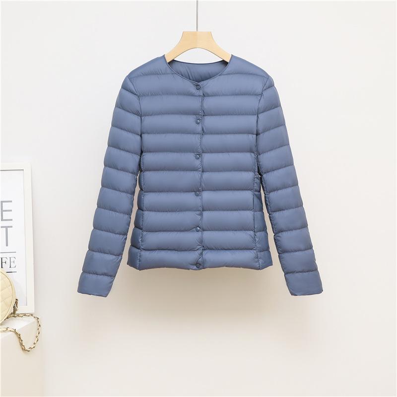 New Light and Thin Round Neck V-neck Down Jacket Women's Warm Liner Short Large Size Jacket Autumn and Winter Women's Collarless
