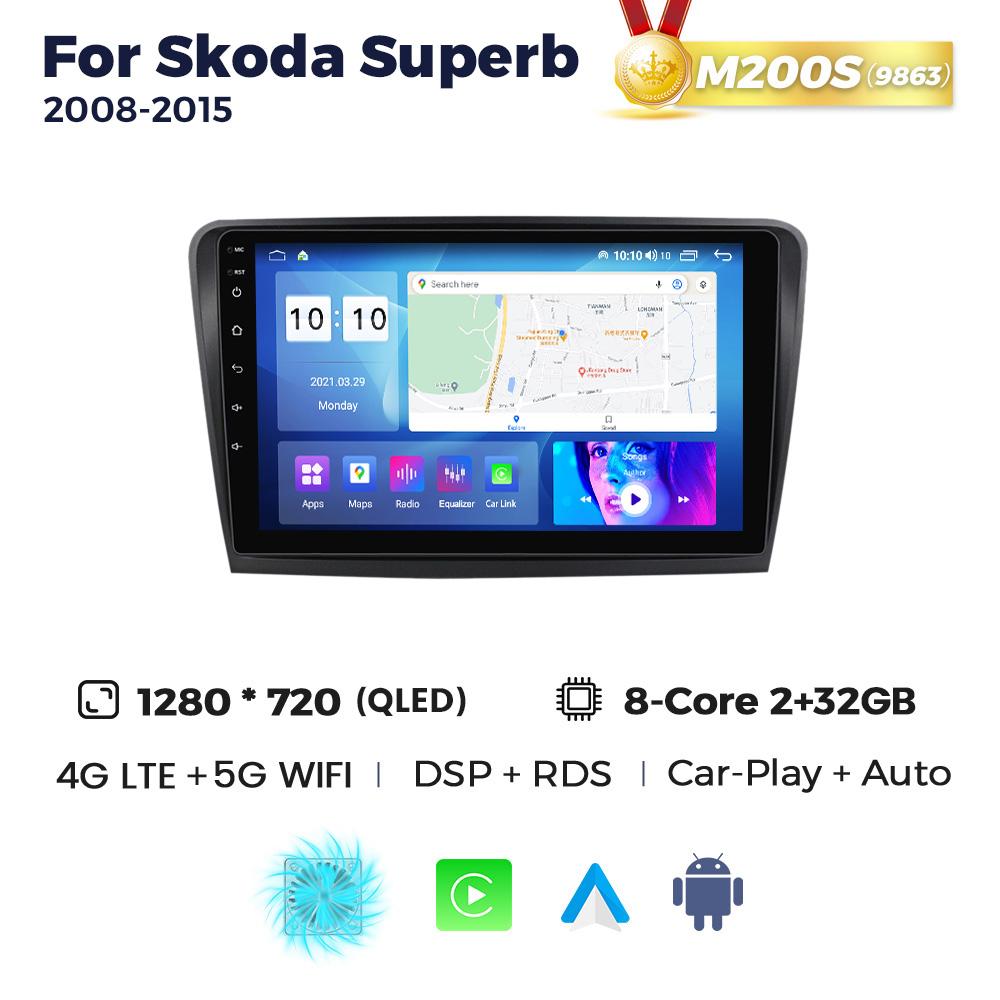 Navifly Android Auto Wireless Carplay For Skoda Superb 2 B6 2008 2009 2010 2011 2012 2013 2014 2015 Multimedia Car Radio Player