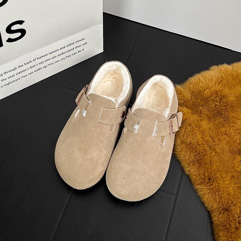 Frosted Soft Leather Single Shoes Women's Flat Bottom New Retro Literature and Art Students with Big Head and Velvet On One Foot