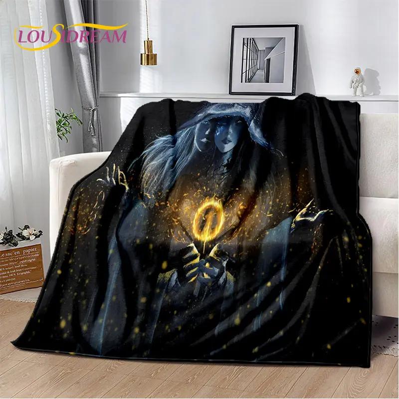 Elden Ring Jeu Joueur Couverture Peluche Douce Imprimée en 3D, Couverture Flanelle Couverture Jetée pour Salon Chambre à Coucher Lit Canapé Couverture Pique-nique