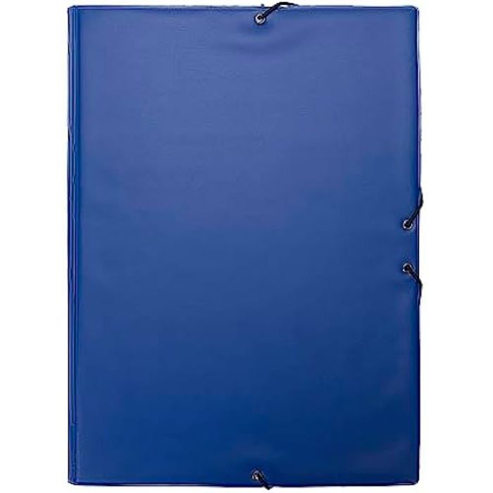 Classeur - GRAFOPLÁS - 33 x 25 cm - PVC Bleu - 3 rabats - Élastiques de fermeture